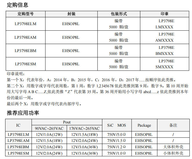 LP3798系列LP3798ELM/LEAM/EBM/LESM原邊控制SIC恒流恒壓芯片解析